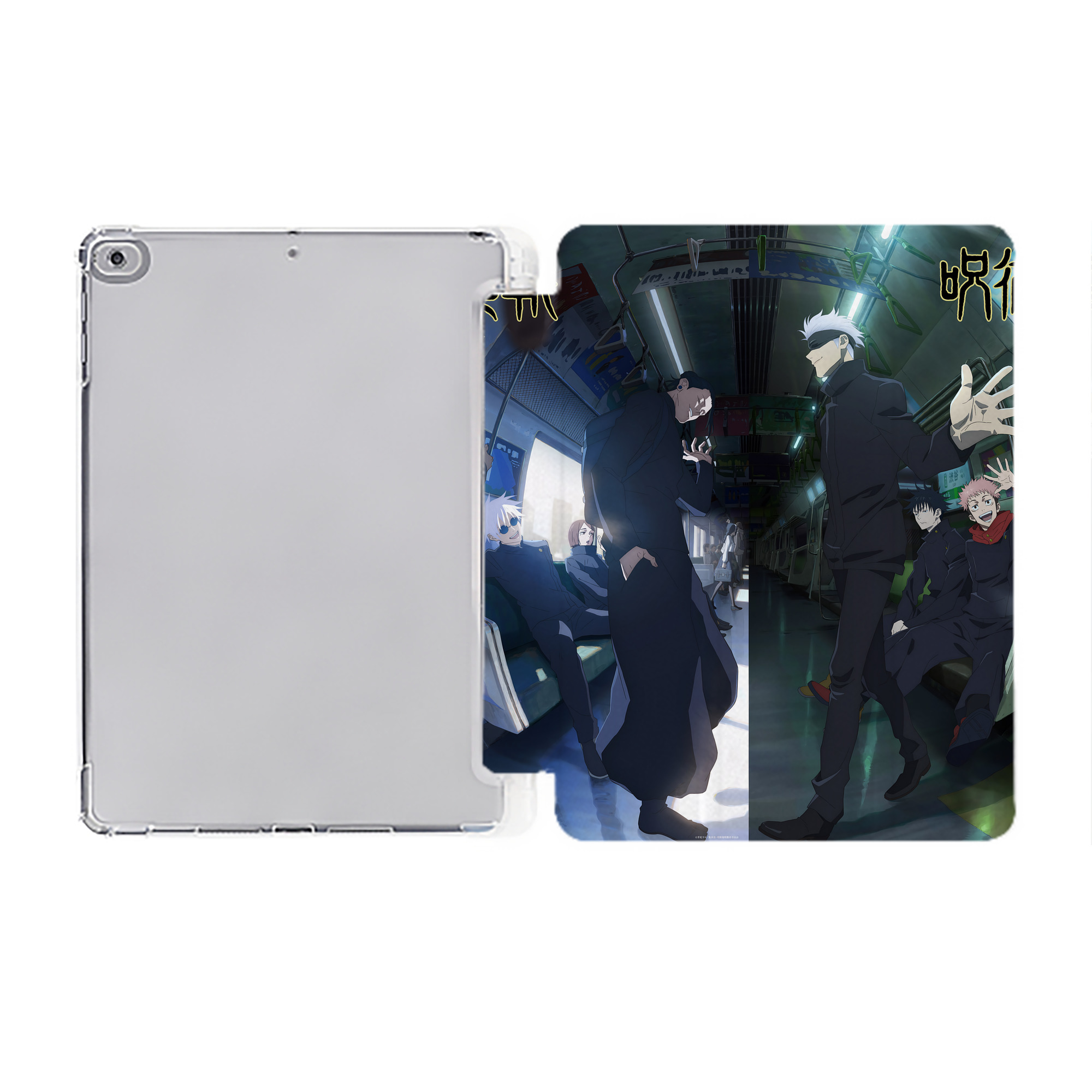 （画像用） 呪術廻戦 Jujutsu Kaisen IPad ケース ペン収納付き 三つ折りスタンド PUレザー×シリコン 対応機種9.5/10.5/10.9インチ